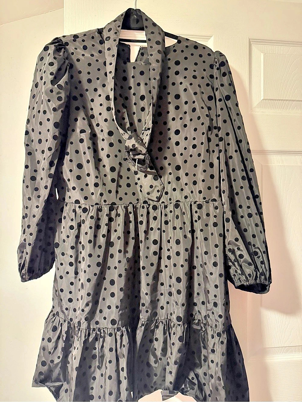 Express Polka Dot Mini Dress in Black Size XL